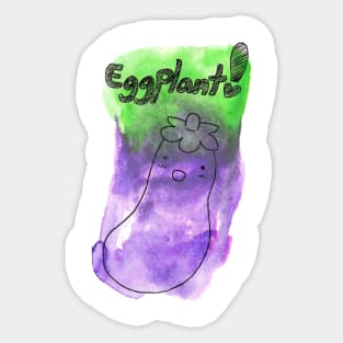 Cute Watercolor Eggplant! Sticker